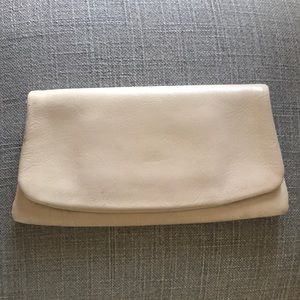 Vintage leather made in the USA cream clutch